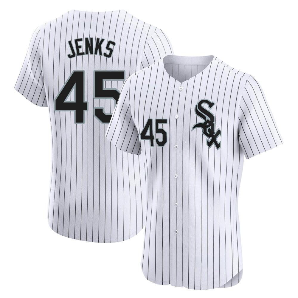Elite Bobby Jenks Men's Chicago White Sox White Home Jersey Elite Bobby Jenks Men's Chicago White Sox White Home Jersey