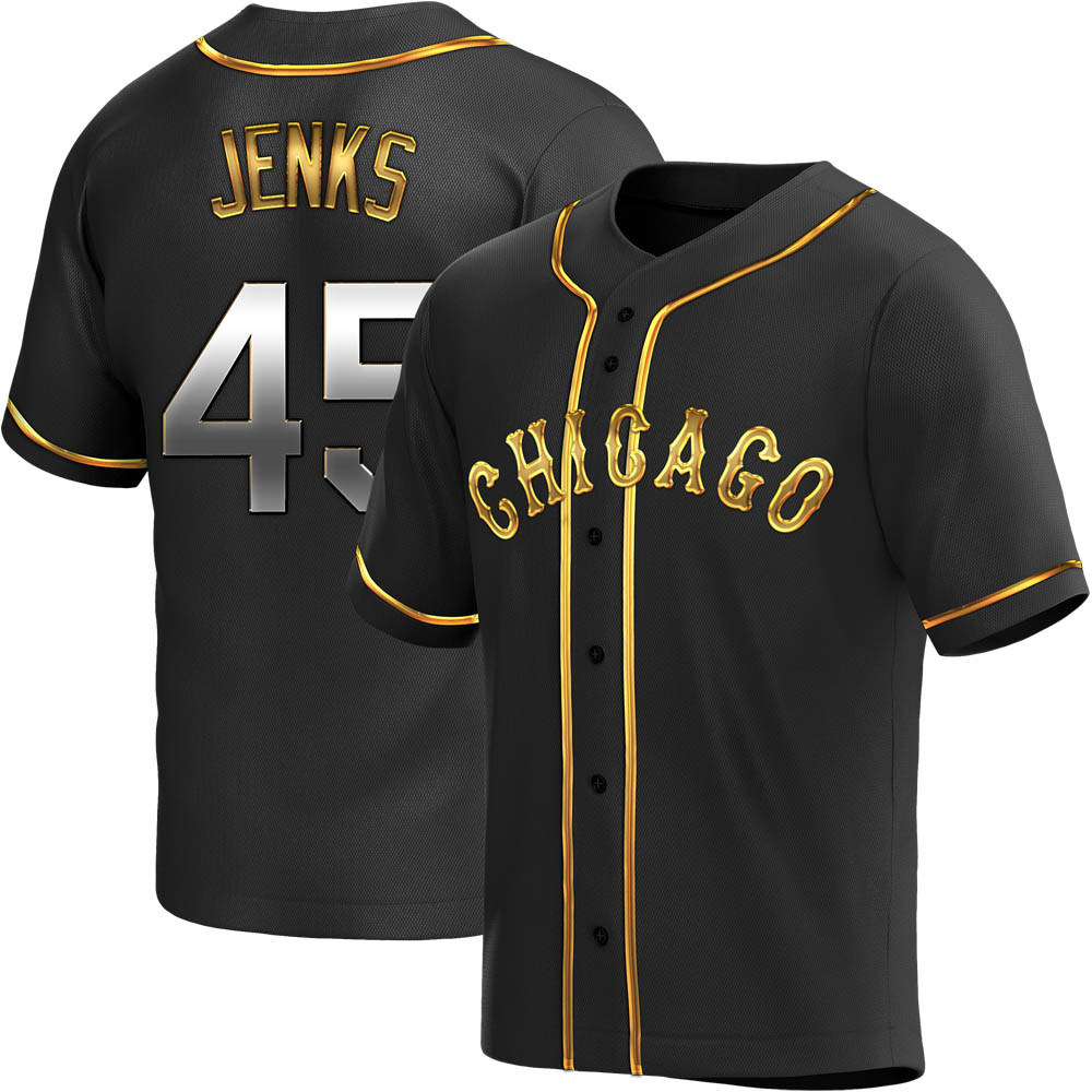 Replica Bobby Jenks Men's Chicago White Sox Black Golden Alternate Jersey Replica Bobby Jenks Men's Chicago White Sox Black Golden Alternate Jersey