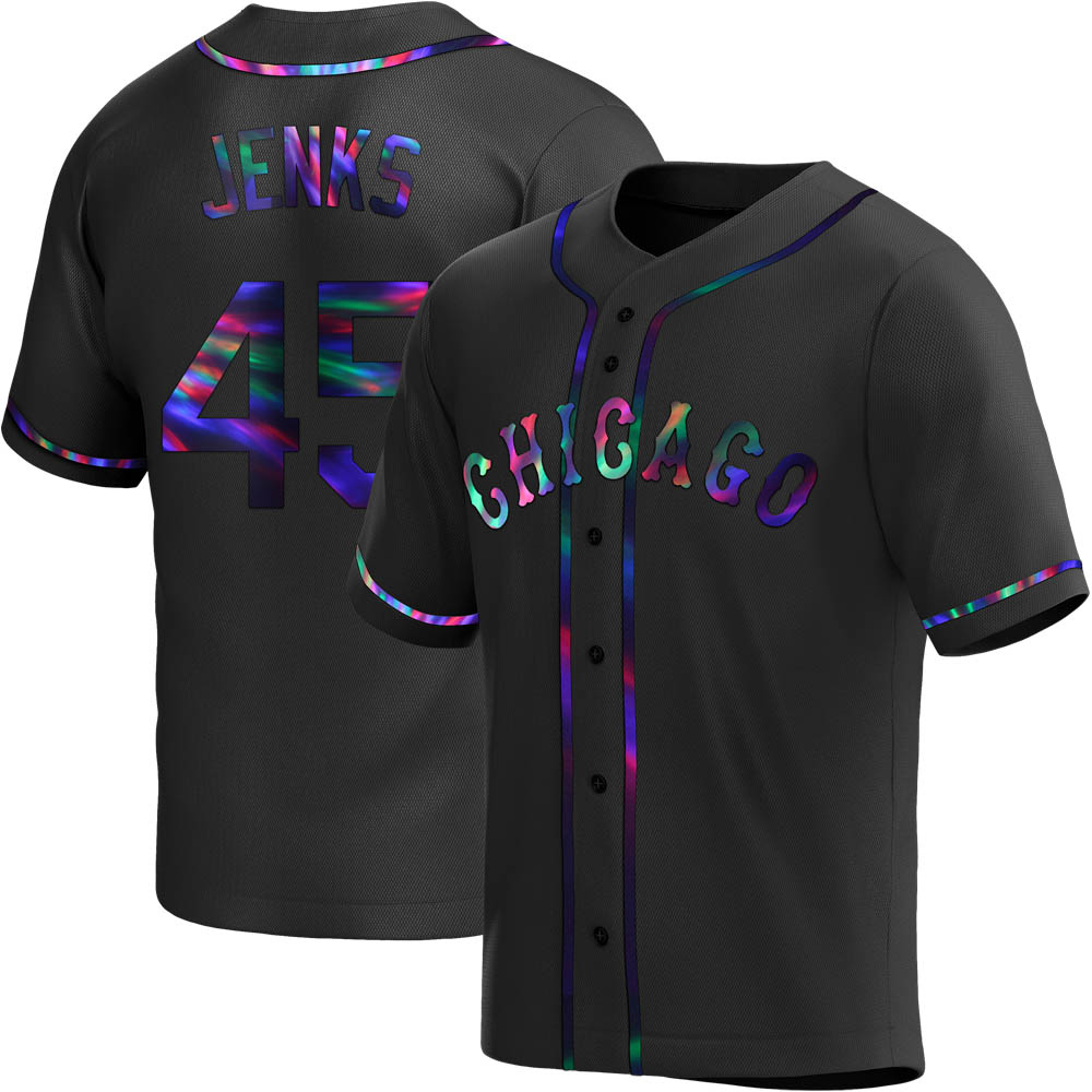Replica Bobby Jenks Men's Chicago White Sox Black Holographic Alternate Jersey Replica Bobby Jenks Men's Chicago White Sox Black Holographic Alternate Jersey