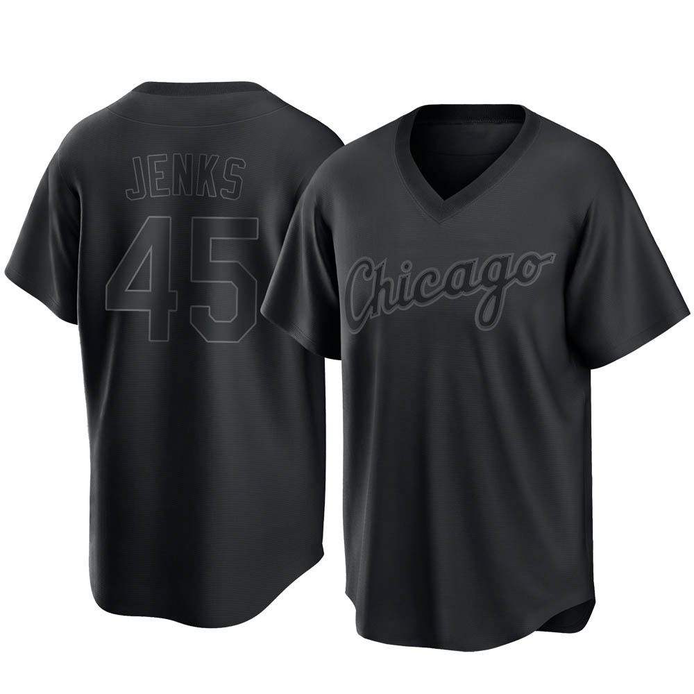 Replica Bobby Jenks Men's Chicago White Sox Black Pitch Fashion Jersey Replica Bobby Jenks Men's Chicago White Sox Black Pitch Fashion Jersey