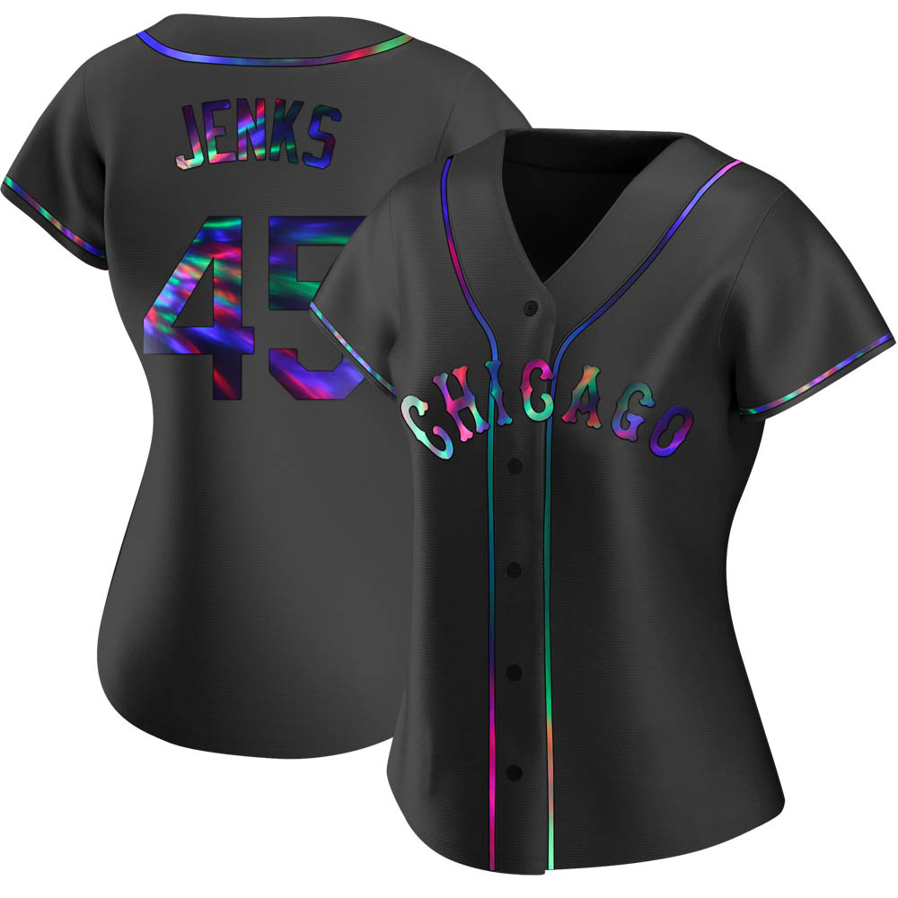 Replica Bobby Jenks Women's Chicago White Sox Black Holographic Alternate Jersey Replica Bobby Jenks Women's Chicago White Sox Black Holographic Alternate Jersey
