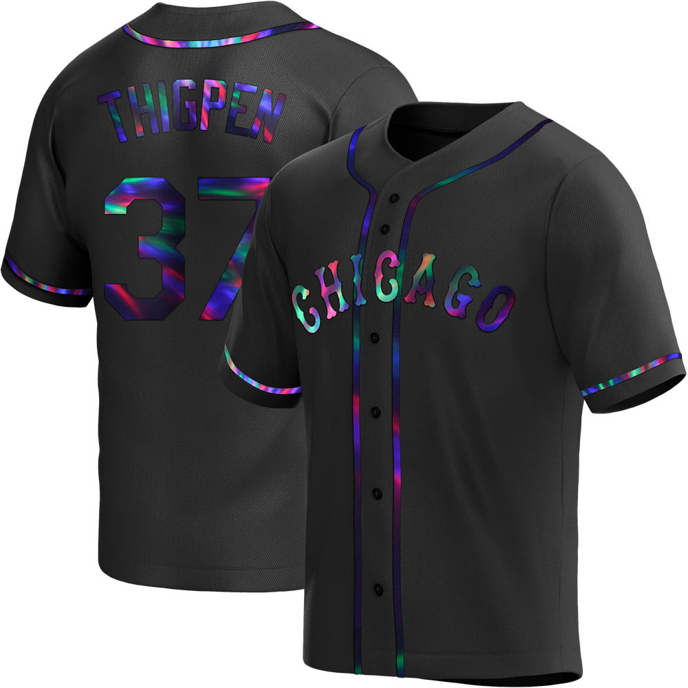 Replica Bobby Thigpen Men's Chicago White Sox Black Holographic Alternate Jersey Replica Bobby Thigpen Men's Chicago White Sox Black Holographic Alternate Jersey