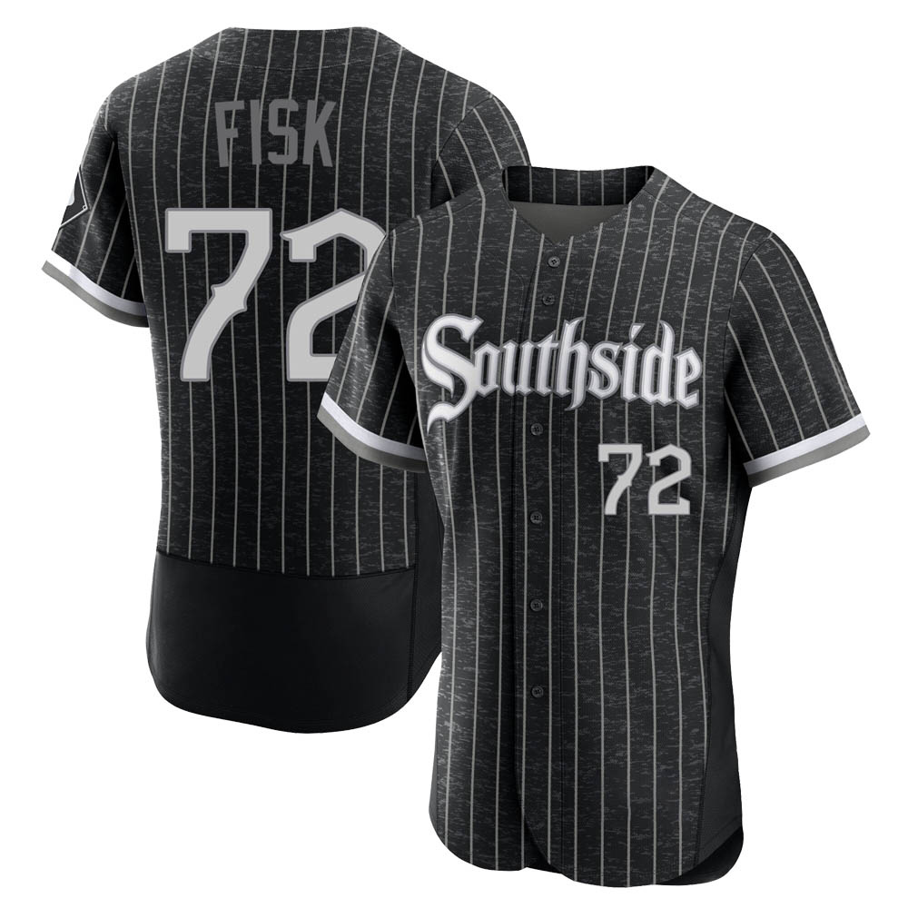 Authentic Carlton Fisk Men's Chicago White Sox Black 2021 City Connect Jersey Authentic Carlton Fisk Men's Chicago White Sox Black 2021 City Connect Jersey