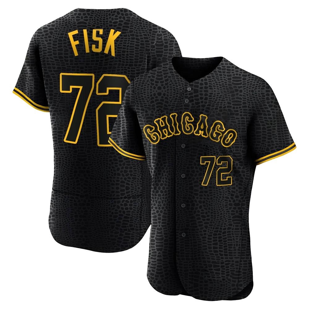 Authentic Carlton Fisk Men's Chicago White Sox Black Snake Skin City Jersey Authentic Carlton Fisk Men's Chicago White Sox Black Snake Skin City Jersey