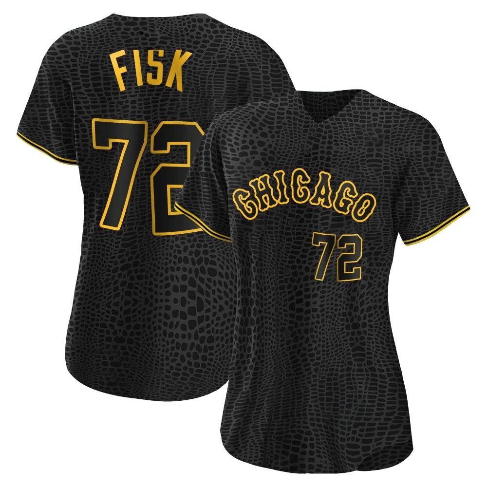 Authentic Carlton Fisk Women's Chicago White Sox Black Snake Skin City Jersey Authentic Carlton Fisk Women's Chicago White Sox Black Snake Skin City Jersey