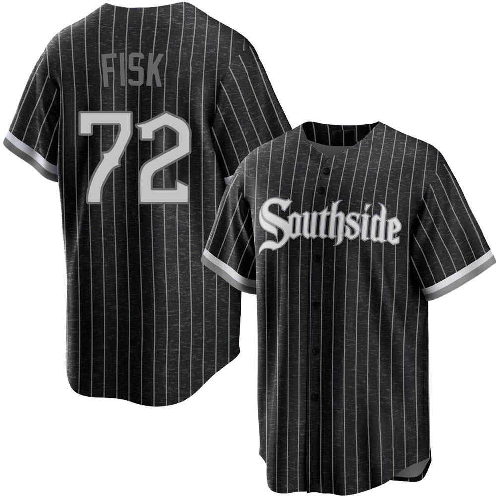Replica Carlton Fisk Men's Chicago White Sox Black 2021 City Connect Jersey Replica Carlton Fisk Men's Chicago White Sox Black 2021 City Connect Jersey
