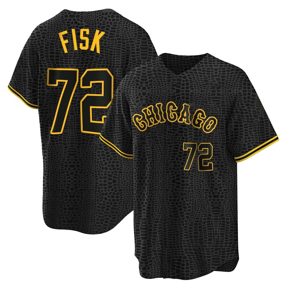 Replica Carlton Fisk Men's Chicago White Sox Black Snake Skin City Jersey Replica Carlton Fisk Men's Chicago White Sox Black Snake Skin City Jersey