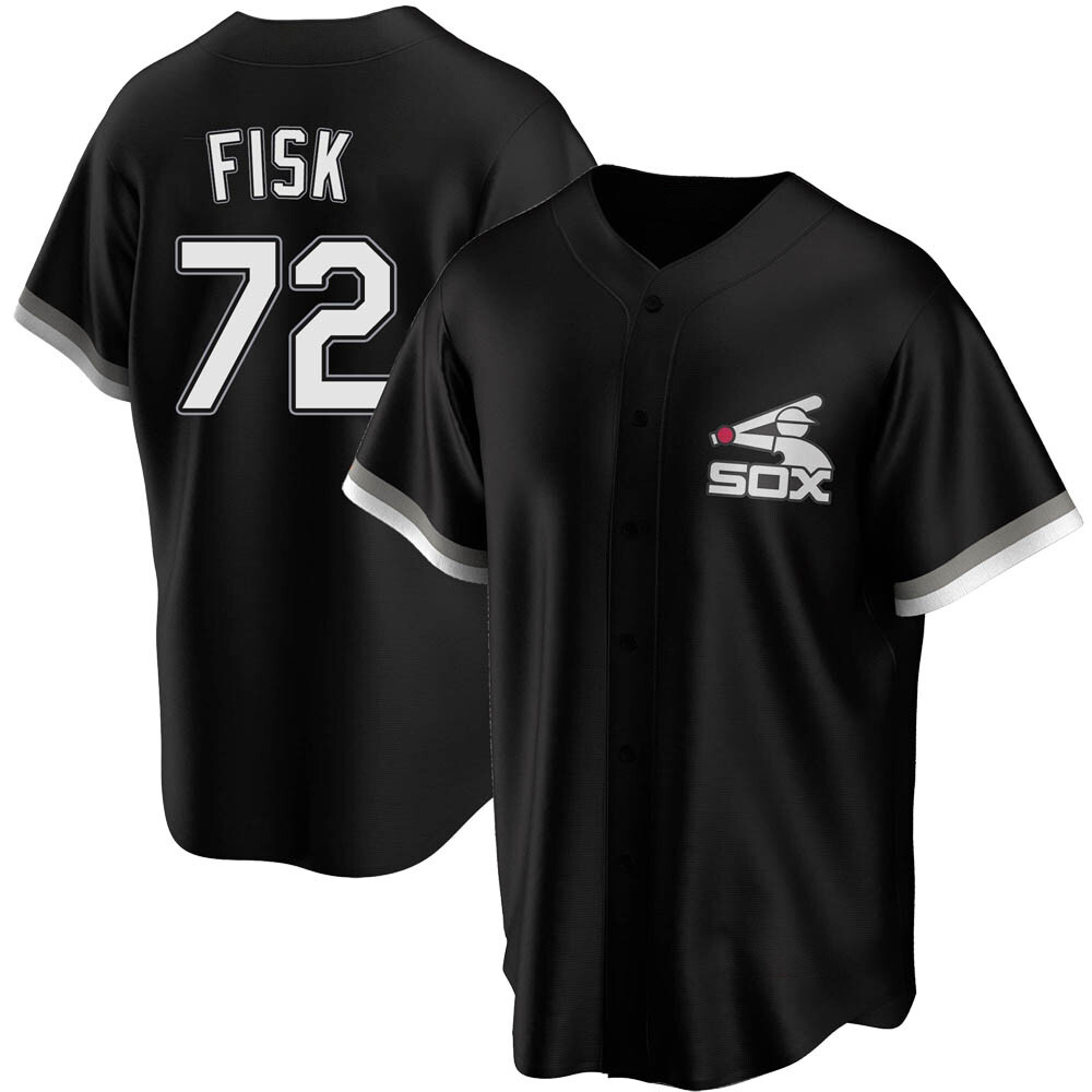 Replica Carlton Fisk Men's Chicago White Sox Black Spring Training Jersey Replica Carlton Fisk Men's Chicago White Sox Black Spring Training Jersey