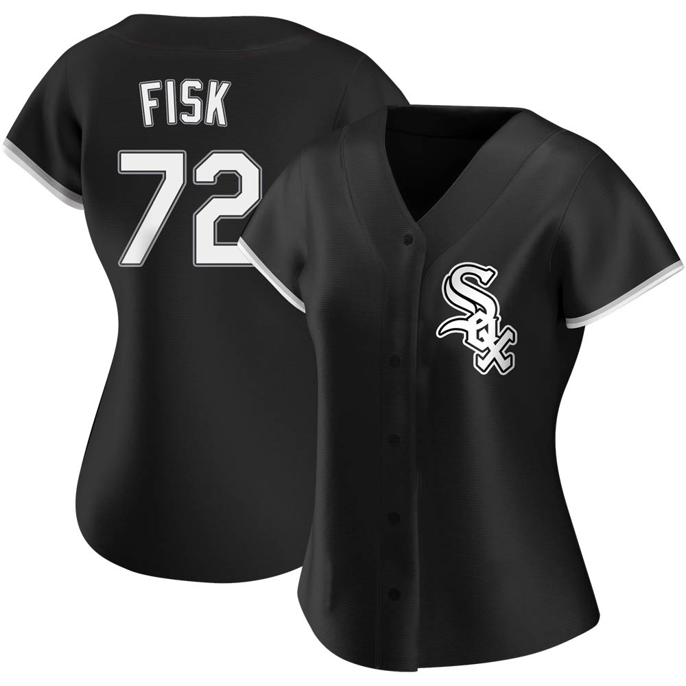 Replica Carlton Fisk Women's Chicago White Sox Black Alternate Jersey Replica Carlton Fisk Women's Chicago White Sox Black Alternate Jersey