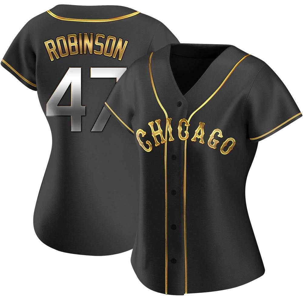 Replica Chuckie Robinson Women's Chicago White Sox Black Golden Alternate Jersey Replica Chuckie Robinson Women's Chicago White Sox Black Golden Alternate Jersey