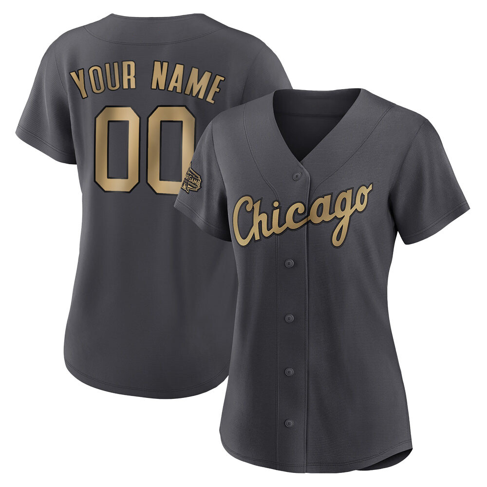 Game Custom Women's Chicago White Sox Charcoal Replica 2022 All-Star Jersey Game Custom Women's Chicago White Sox Charcoal Replica 2022 All-Star Jersey