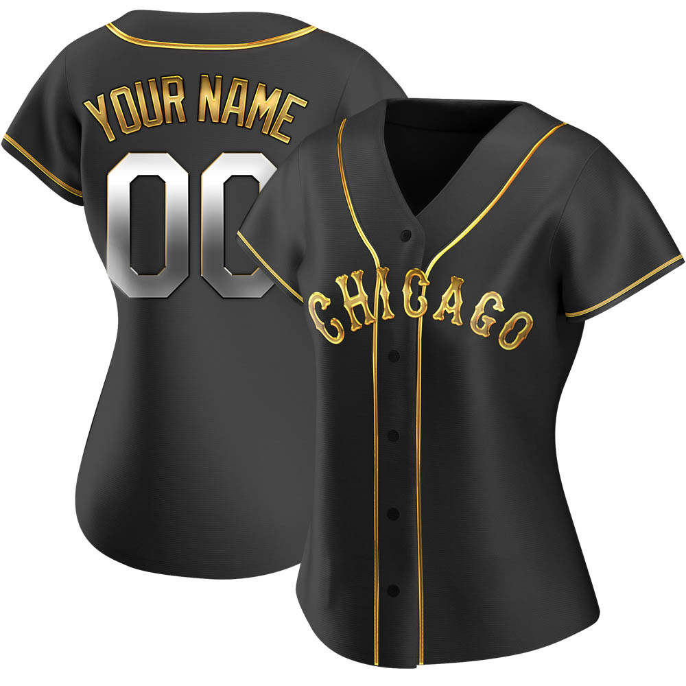 Replica Custom Women's Chicago White Sox Black Golden Alternate Jersey Replica Custom Women's Chicago White Sox Black Golden Alternate Jersey