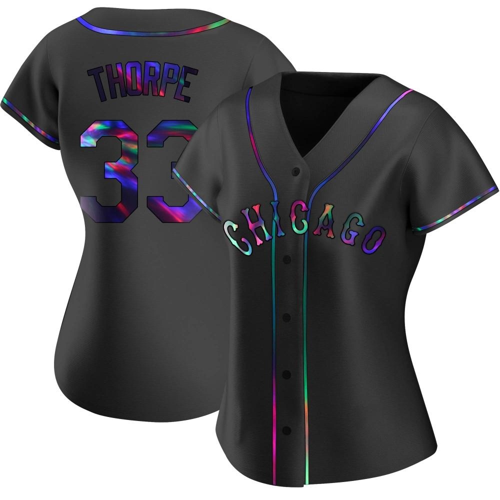 Replica Drew Thorpe Women's Chicago White Sox Black Holographic Alternate Jersey Replica Drew Thorpe Women's Chicago White Sox Black Holographic Alternate Jersey