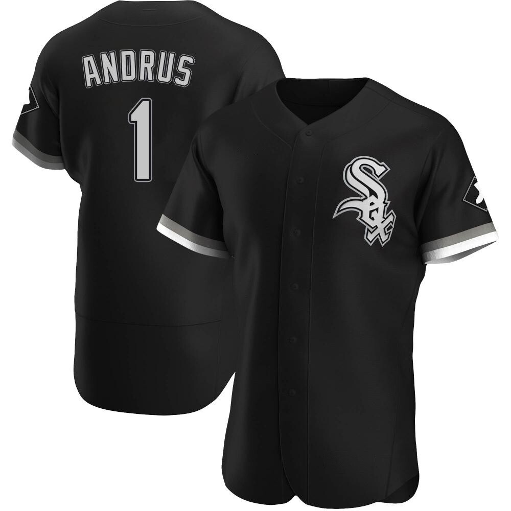 Authentic Elvis Andrus Men's Chicago White Sox Black Alternate Jersey