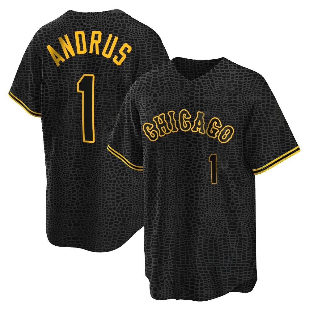 Replica Elvis Andrus Men's Chicago White Sox Black Snake Skin City Jersey Replica Elvis Andrus Men's Chicago White Sox Black Snake Skin City Jersey
