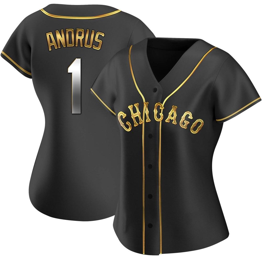 Replica Elvis Andrus Women's Chicago White Sox Black Golden Alternate Jersey Replica Elvis Andrus Women's Chicago White Sox Black Golden Alternate Jersey