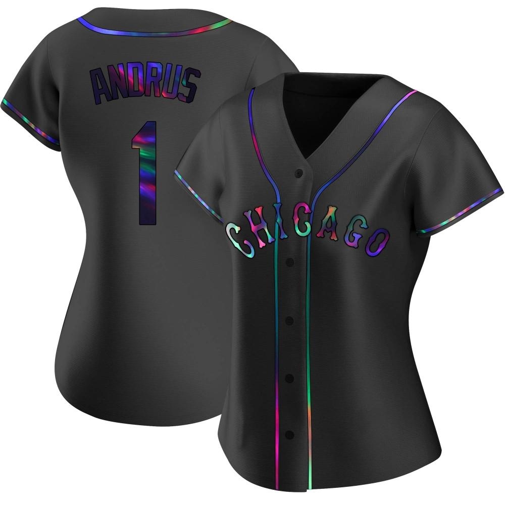 Replica Elvis Andrus Women's Chicago White Sox Black Holographic Alternate Jersey Replica Elvis Andrus Women's Chicago White Sox Black Holographic Alternate Jersey