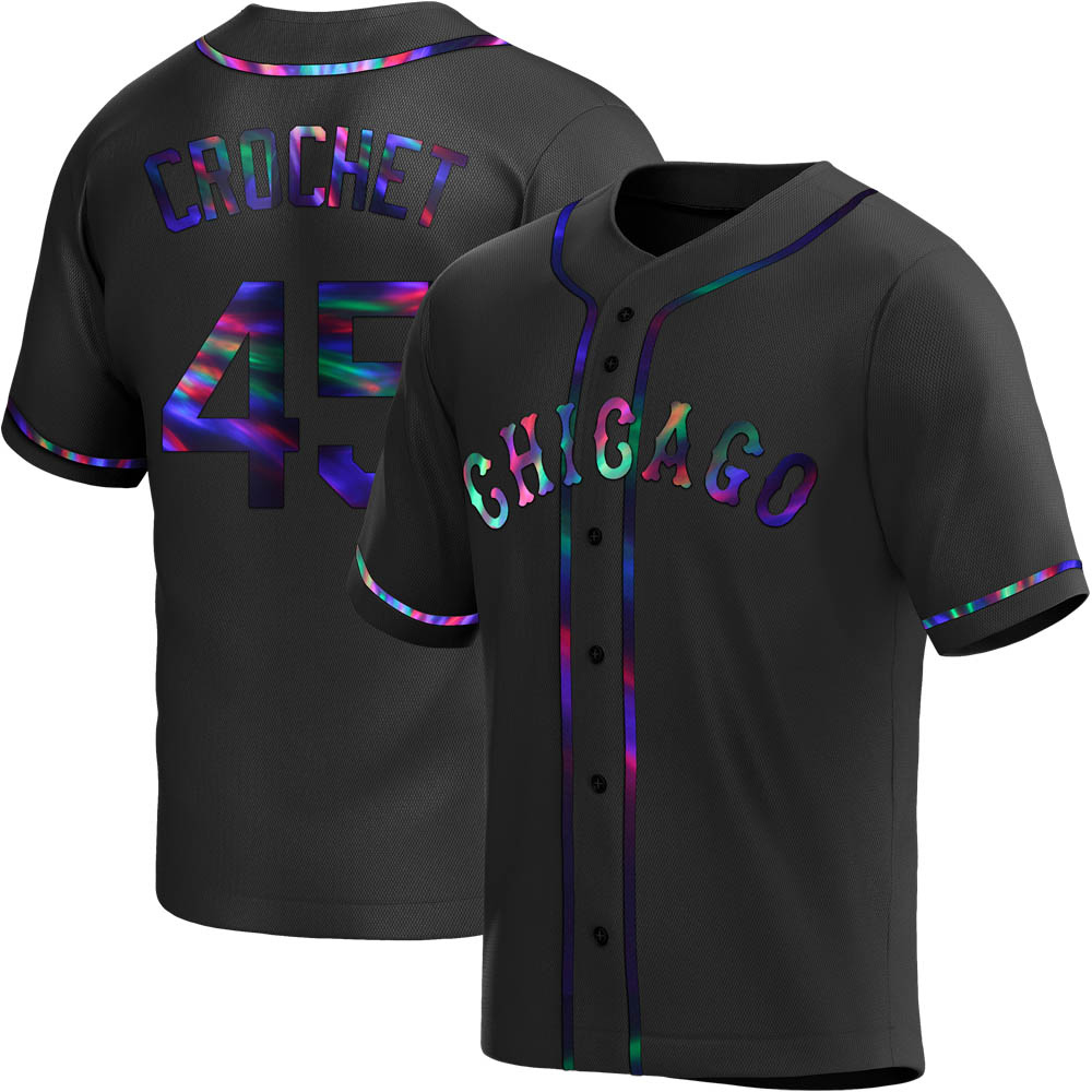 Replica Garrett Crochet Men's Chicago White Sox Black Holographic Alternate Jersey