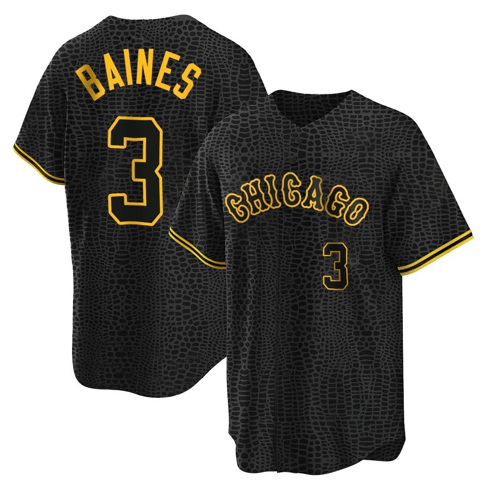 Replica Harold Baines Men's Chicago White Sox Black Snake Skin City Jersey Replica Harold Baines Men's Chicago White Sox Black Snake Skin City Jersey