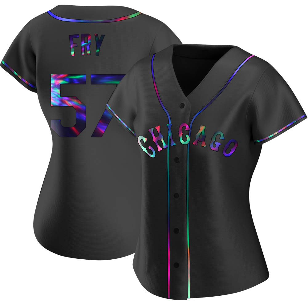 Replica Jace Fry Women's Chicago White Sox Black Holographic Alternate Jersey Replica Jace Fry Women's Chicago White Sox Black Holographic Alternate Jersey