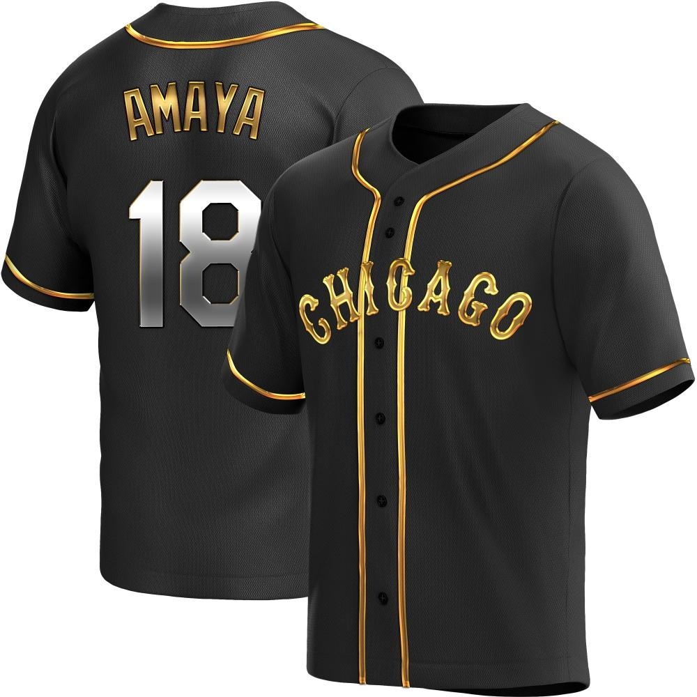 Replica Jacob Amaya Men's Chicago White Sox Black Golden Alternate Jersey Replica Jacob Amaya Men's Chicago White Sox Black Golden Alternate Jersey