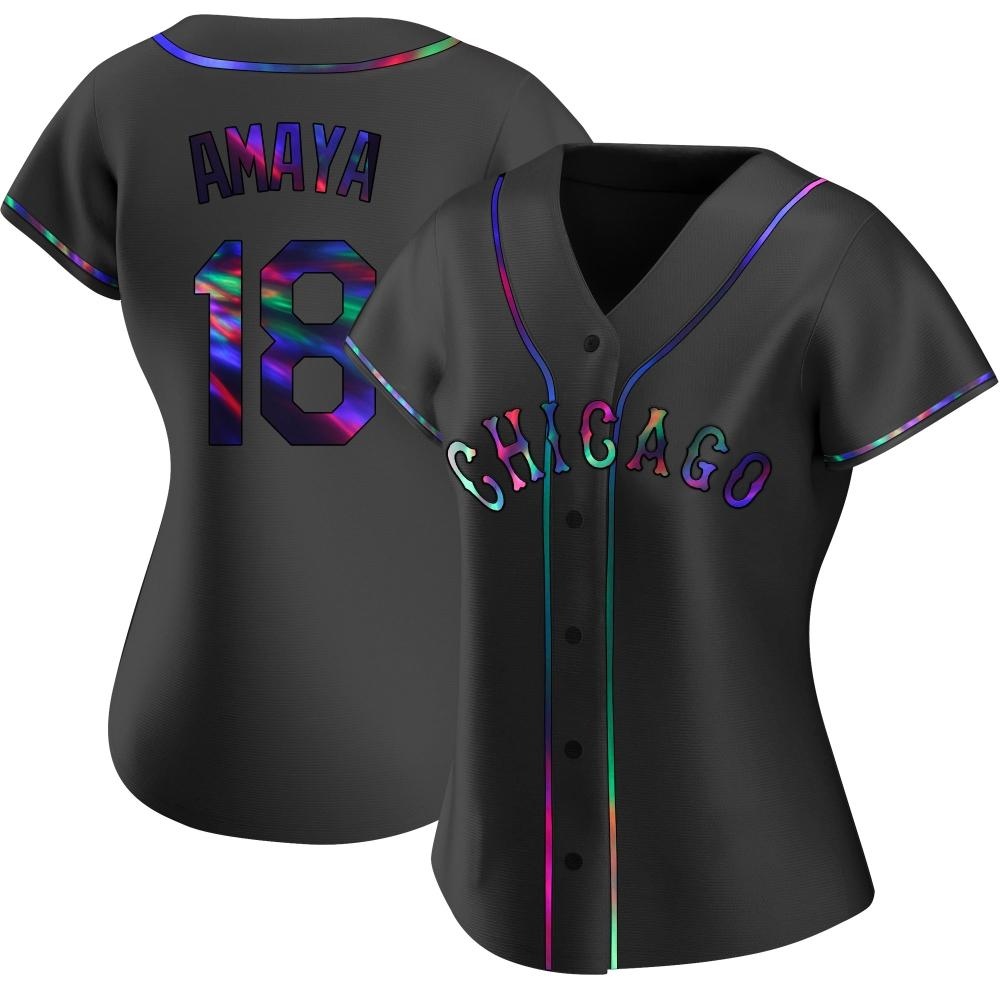 Replica Jacob Amaya Women's Chicago White Sox Black Holographic Alternate Jersey Replica Jacob Amaya Women's Chicago White Sox Black Holographic Alternate Jersey