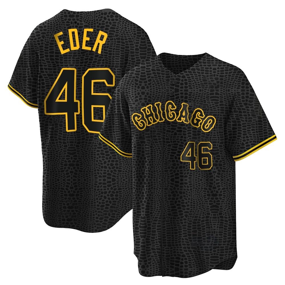 Replica Jake Eder Men's Chicago White Sox Black Snake Skin City Jersey Replica Jake Eder Men's Chicago White Sox Black Snake Skin City Jersey