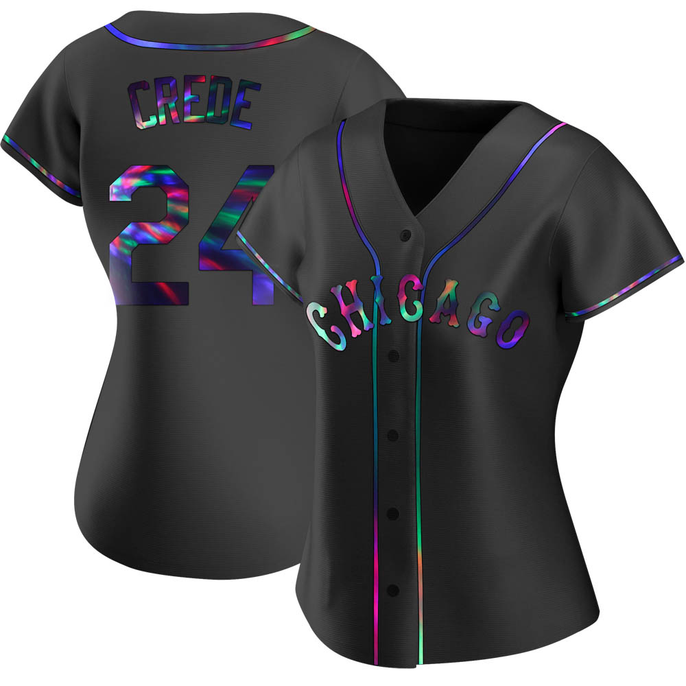 Replica Joe Crede Women's Chicago White Sox Black Holographic Alternate Jersey Replica Joe Crede Women's Chicago White Sox Black Holographic Alternate Jersey