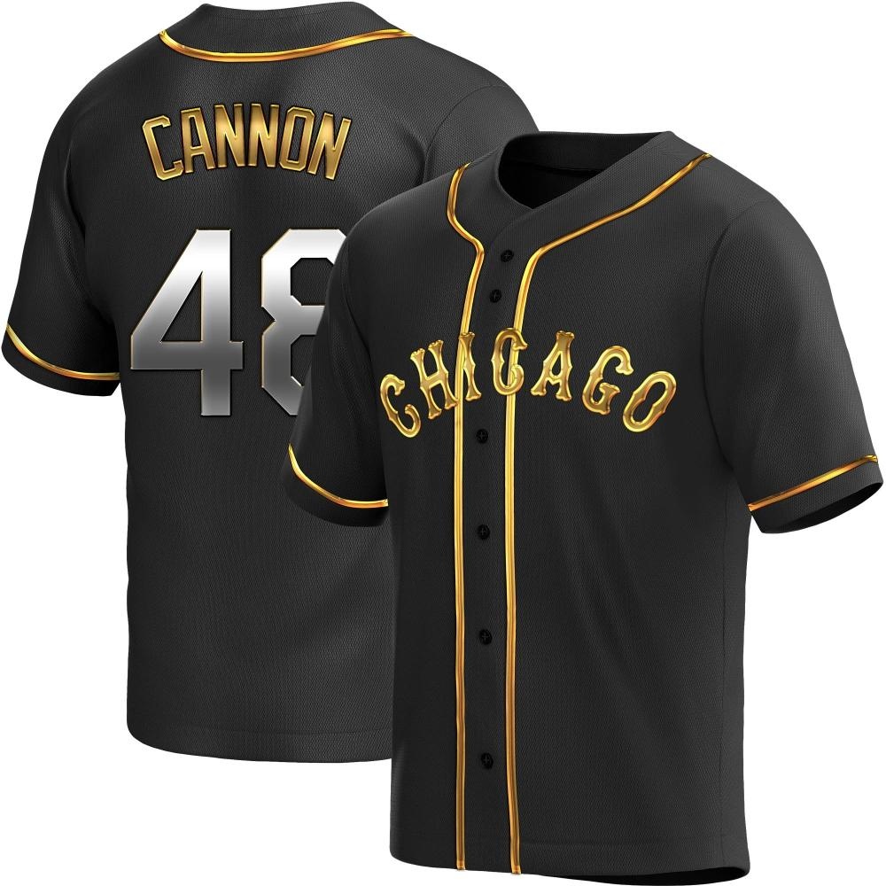 Replica Jonathan Cannon Men's Chicago White Sox Black Golden Alternate Jersey Replica Jonathan Cannon Men's Chicago White Sox Black Golden Alternate Jersey