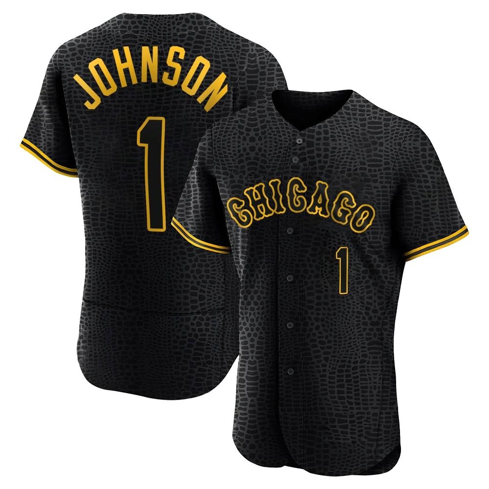 Authentic Lance Johnson Men's Chicago White Sox Black Snake Skin City Jersey Authentic Lance Johnson Men's Chicago White Sox Black Snake Skin City Jersey