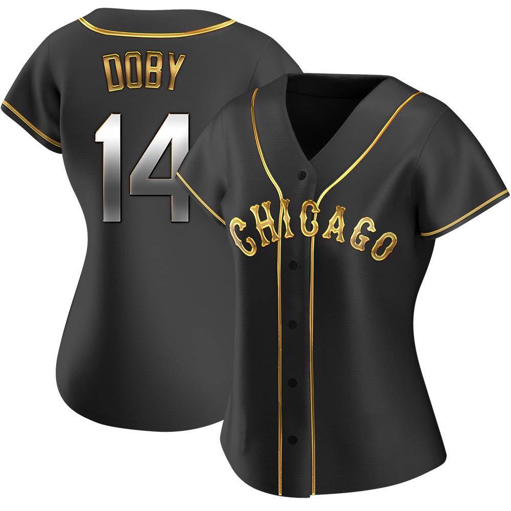 Replica Larry Doby Women's Chicago White Sox Black Golden Alternate Jersey Replica Larry Doby Women's Chicago White Sox Black Golden Alternate Jersey