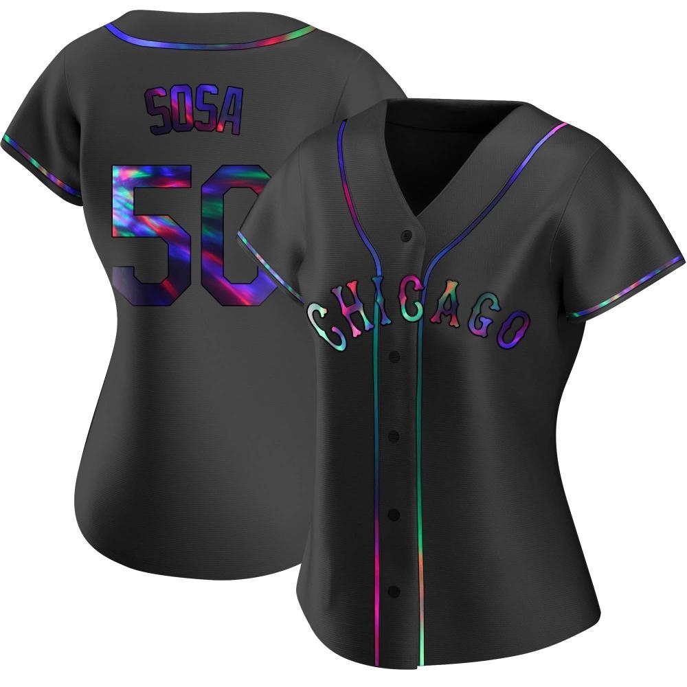 Replica Lenyn Sosa Women's Chicago White Sox Black Holographic Alternate Jersey Replica Lenyn Sosa Women's Chicago White Sox Black Holographic Alternate Jersey