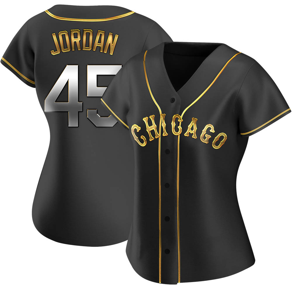 Replica Michael Jordan Women's Chicago White Sox Black Golden Alternate Jersey Replica Michael Jordan Women's Chicago White Sox Black Golden Alternate Jersey