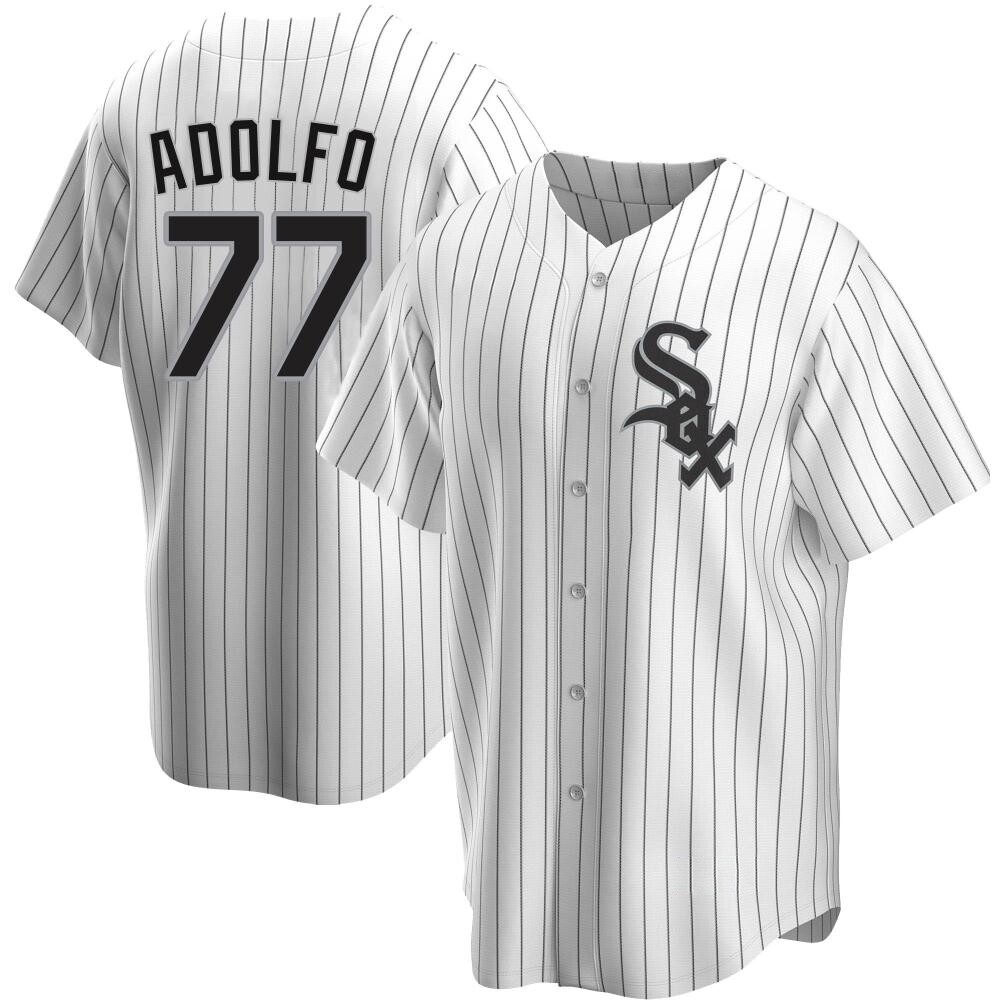 Replica Micker Adolfo Men's Chicago White Sox White Home Jersey Replica Micker Adolfo Men's Chicago White Sox White Home Jersey