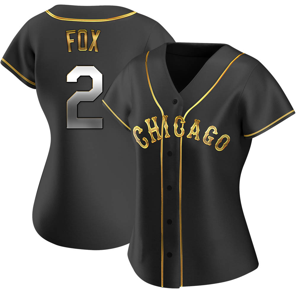 Replica Nellie Fox Women's Chicago White Sox Black Golden Alternate Jersey Replica Nellie Fox Women's Chicago White Sox Black Golden Alternate Jersey