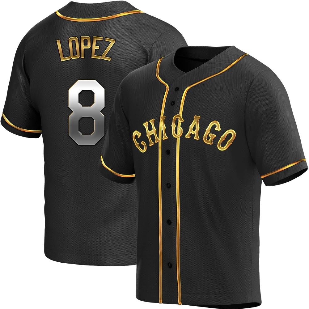 Replica Nicky Lopez Men's Chicago White Sox Black Golden Alternate Jersey Replica Nicky Lopez Men's Chicago White Sox Black Golden Alternate Jersey