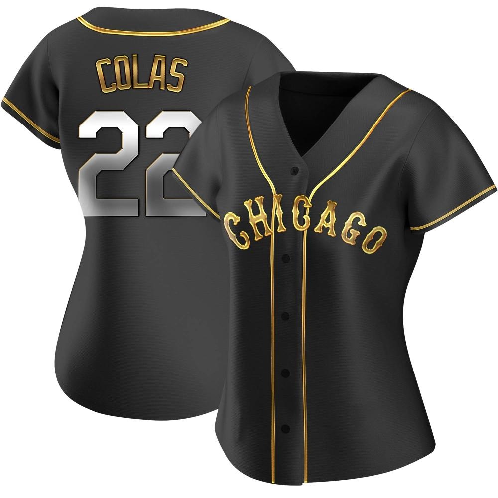 Replica Oscar Colas Women's Chicago White Sox Black Golden Alternate Jersey Replica Oscar Colas Women's Chicago White Sox Black Golden Alternate Jersey