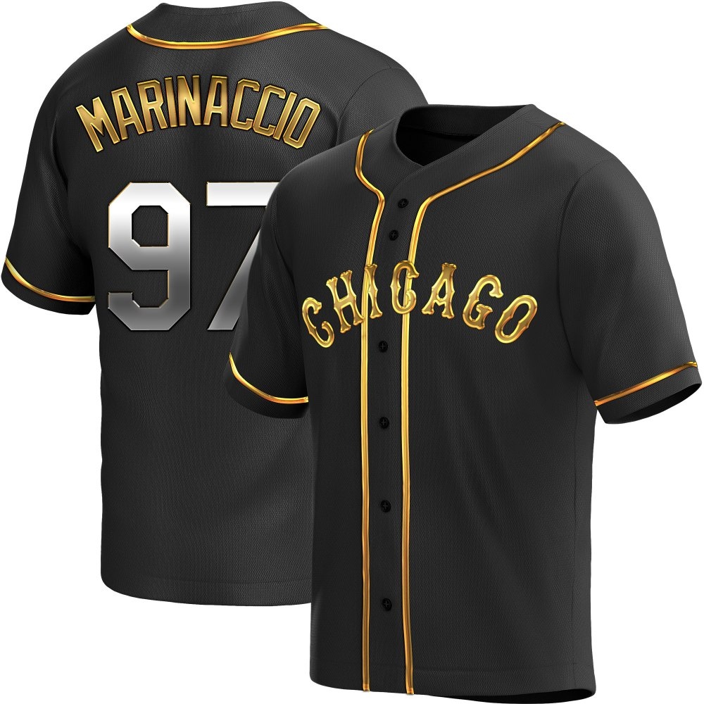Replica Ron Marinaccio Men's Chicago White Sox Black Golden Alternate Jersey