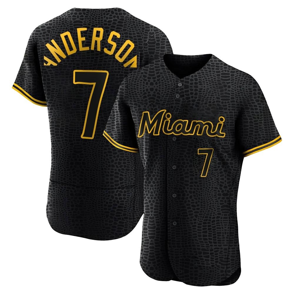 Authentic Tim Anderson Men's Miami Marlins Black Snake Skin City Jersey Authentic Tim Anderson Men's Miami Marlins Black Snake Skin City Jersey