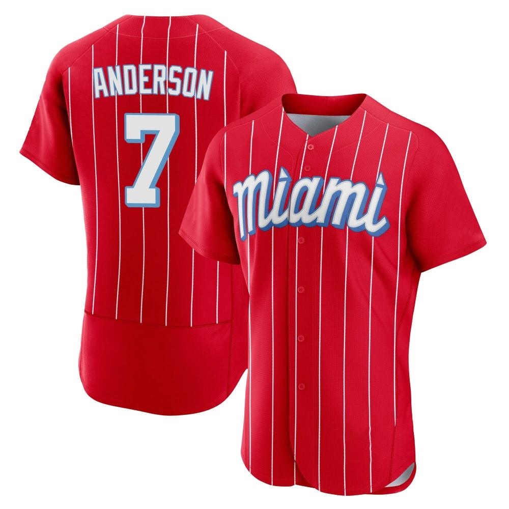 Authentic Tim Anderson Men's Miami Marlins Red 2021 City Connect Jersey Authentic Tim Anderson Men's Miami Marlins Red 2021 City Connect Jersey