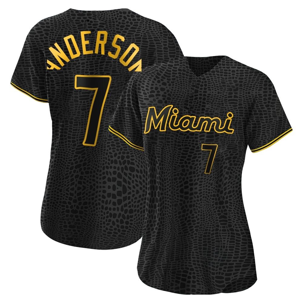 Authentic Tim Anderson Women's Miami Marlins Black Snake Skin City Jersey Authentic Tim Anderson Women's Miami Marlins Black Snake Skin City Jersey