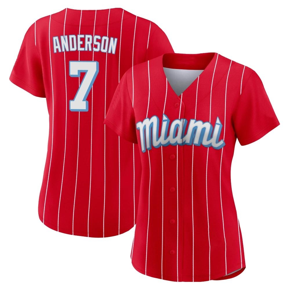 Authentic Tim Anderson Women's Miami Marlins Red 2021 City Connect Jersey Authentic Tim Anderson Women's Miami Marlins Red 2021 City Connect Jersey