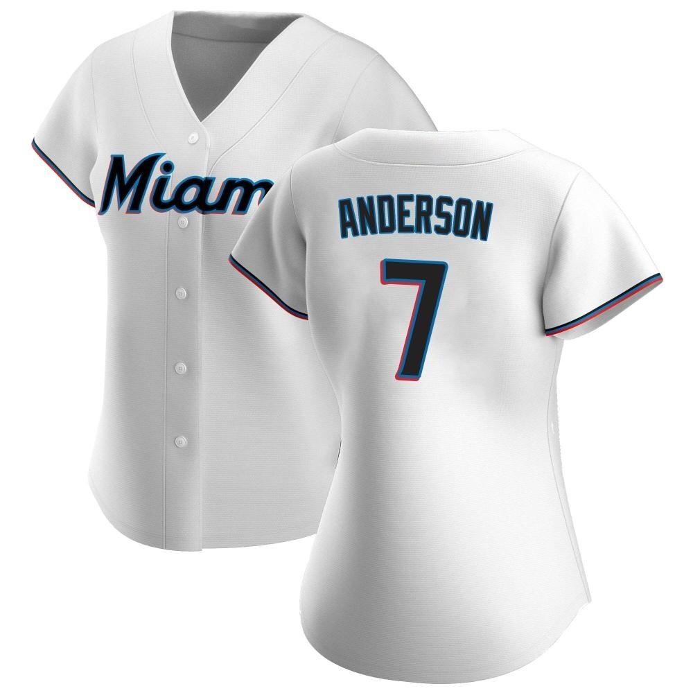 Authentic Tim Anderson Women's Miami Marlins White Home Jersey Authentic Tim Anderson Women's Miami Marlins White Home Jersey