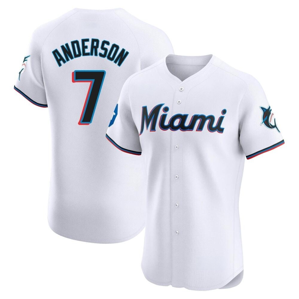Elite Tim Anderson Men's Miami Marlins White Home Patch Jersey Elite Tim Anderson Men's Miami Marlins White Home Patch Jersey