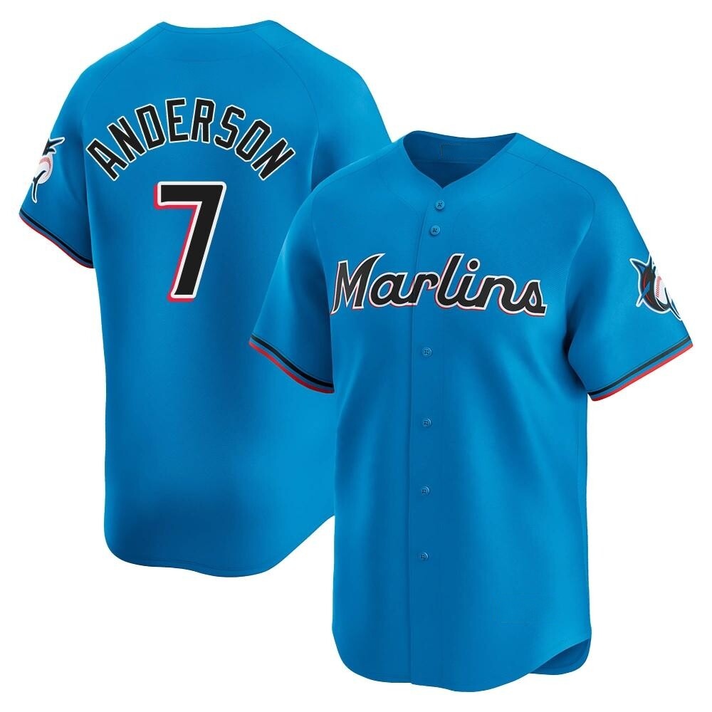 Limited Tim Anderson Men's Miami Marlins Blue Alternate Jersey Limited Tim Anderson Men's Miami Marlins Blue Alternate Jersey