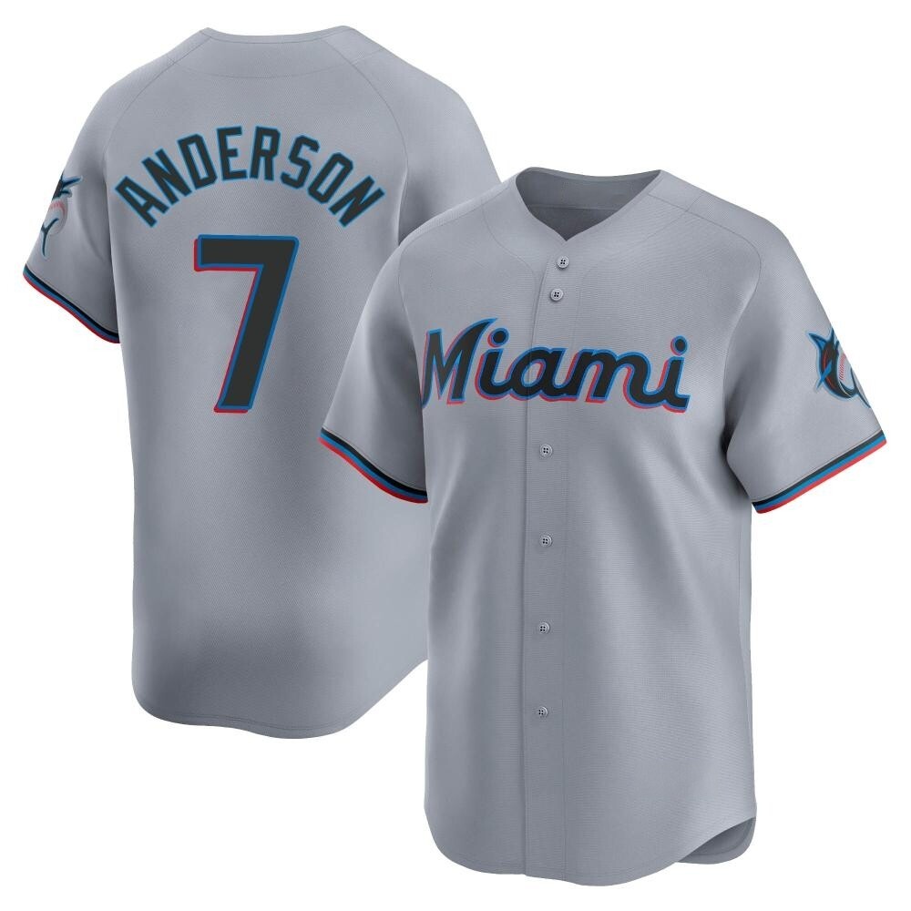 Limited Tim Anderson Youth Miami Marlins Gray Road Jersey Limited Tim Anderson Youth Miami Marlins Gray Road Jersey
