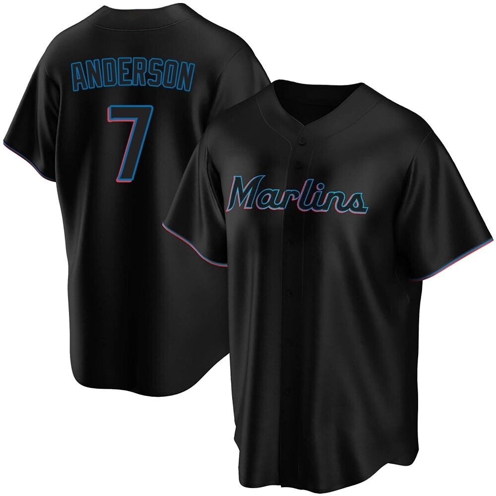 Replica Tim Anderson Men's Miami Marlins Black Alternate Jersey Replica Tim Anderson Men's Miami Marlins Black Alternate Jersey