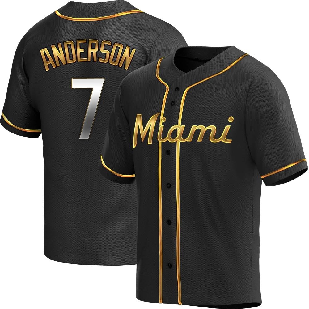 Replica Tim Anderson Men's Miami Marlins Black Golden Alternate Jersey Replica Tim Anderson Men's Miami Marlins Black Golden Alternate Jersey