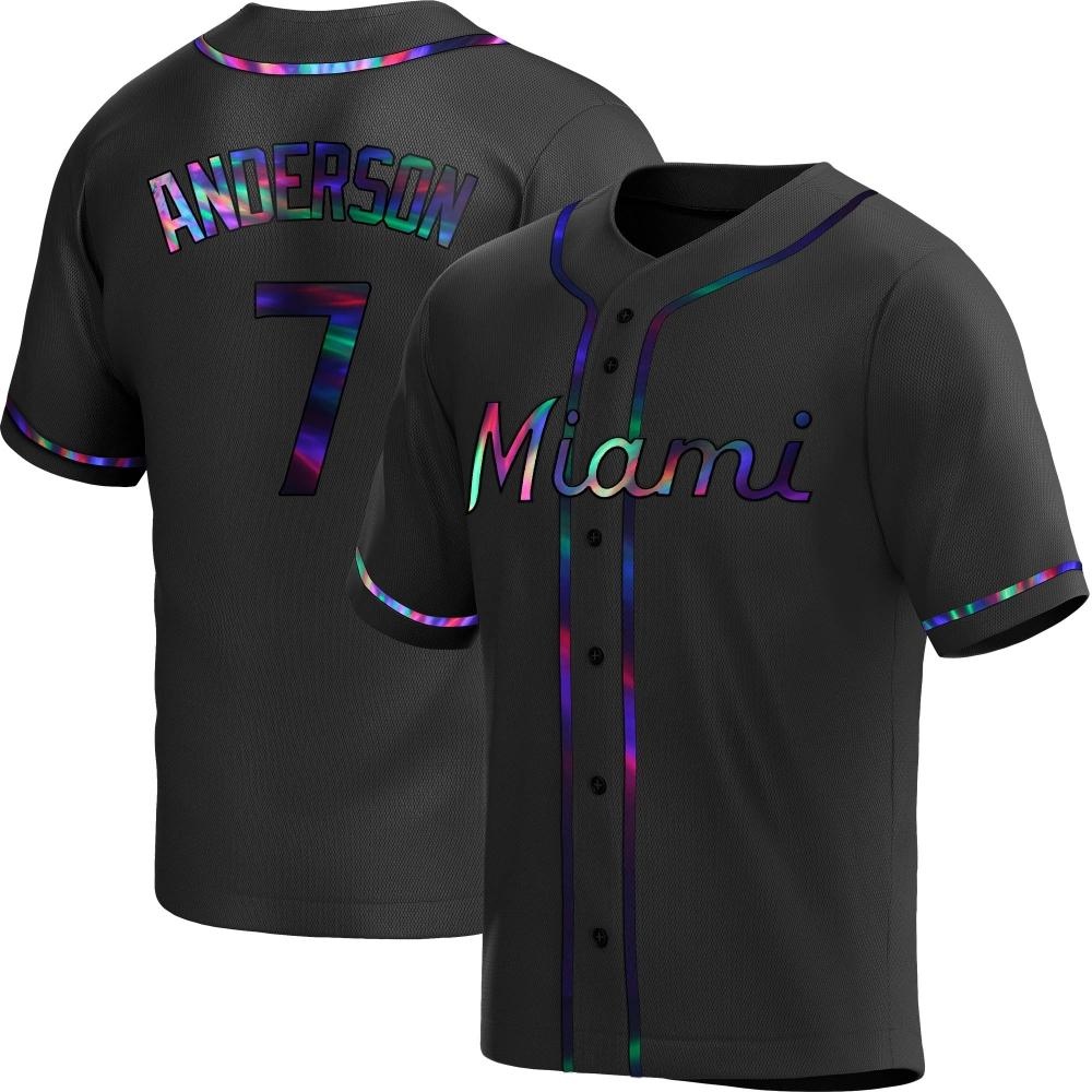 Replica Tim Anderson Men's Miami Marlins Black Holographic Alternate Jersey Replica Tim Anderson Men's Miami Marlins Black Holographic Alternate Jersey