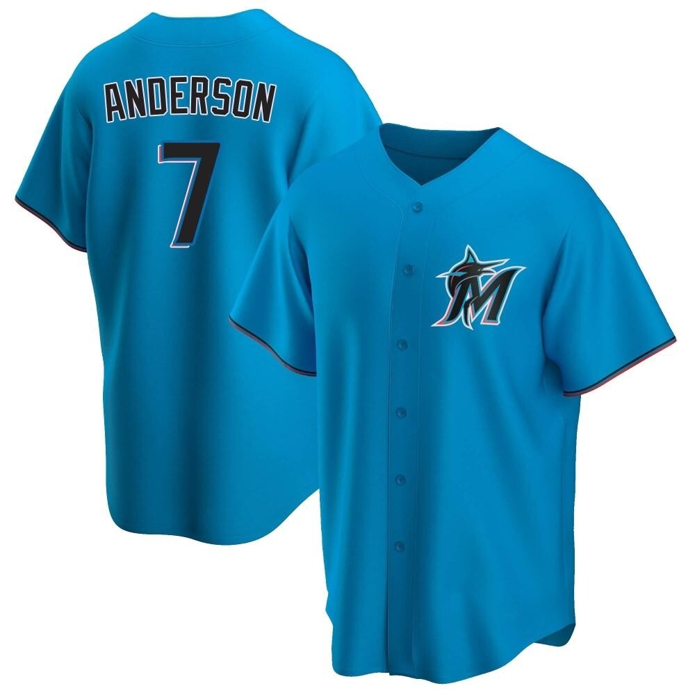 Replica Tim Anderson Men's Miami Marlins Blue Alternate Jersey Replica Tim Anderson Men's Miami Marlins Blue Alternate Jersey